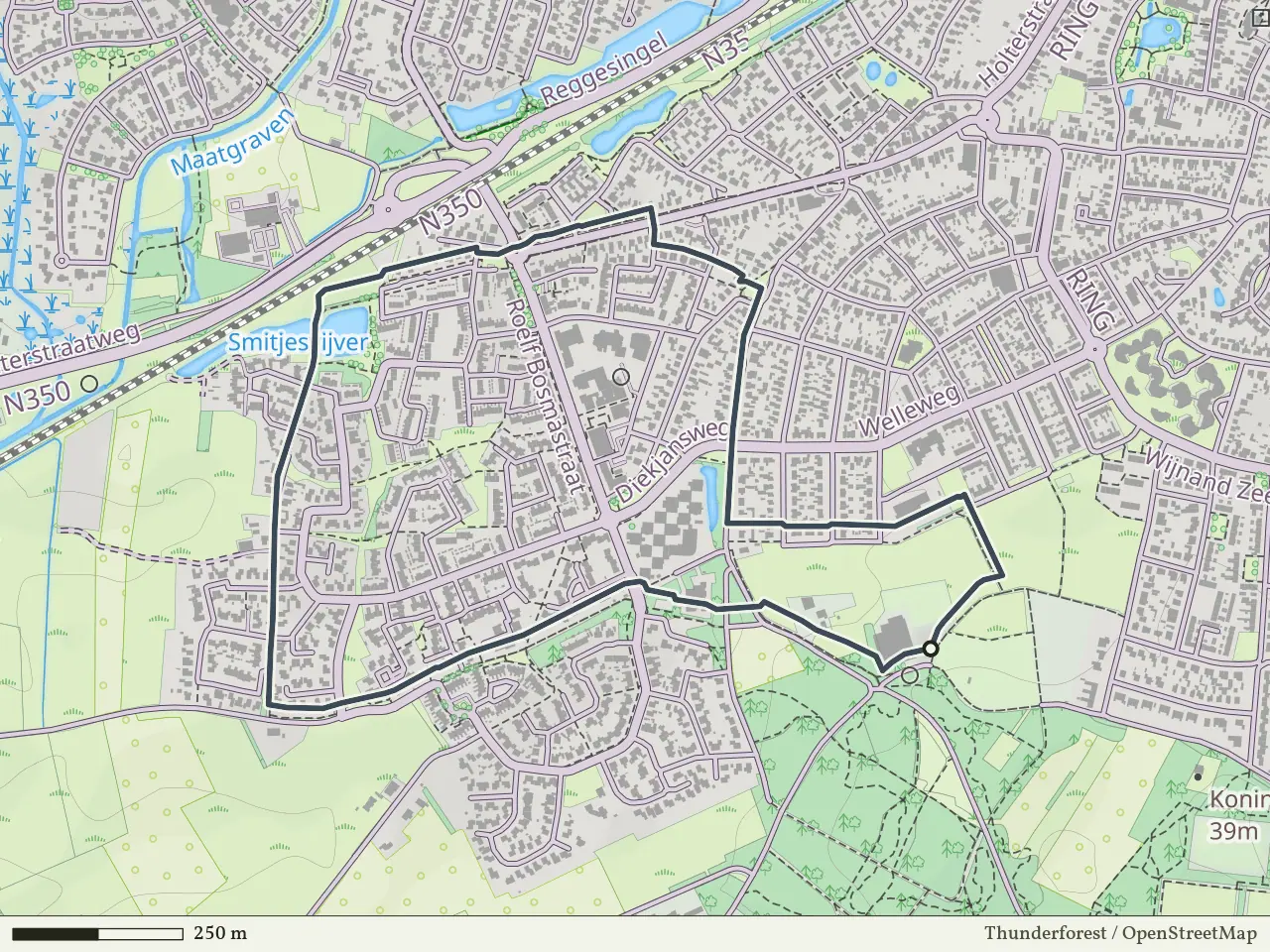 Rode route vanaf De Welle, Rijssen