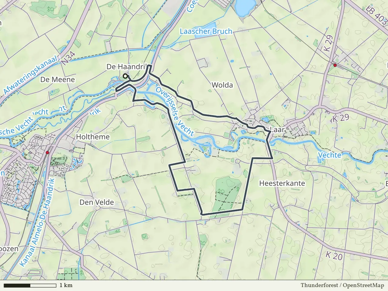 Gele route vanaf De Haandrik, Hardenberg Oost