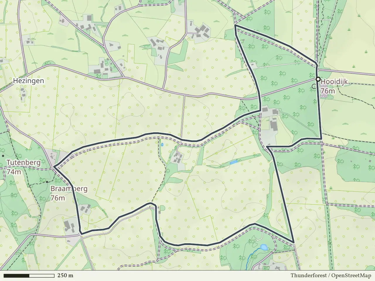 Gele route vanaf Brandtoren, Hezingen