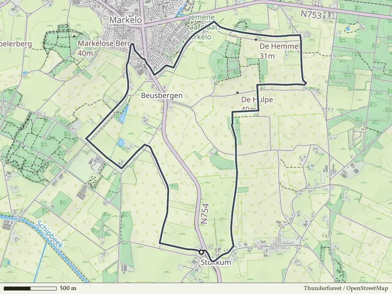 Paarse route vanaf Stokkum, Markelo