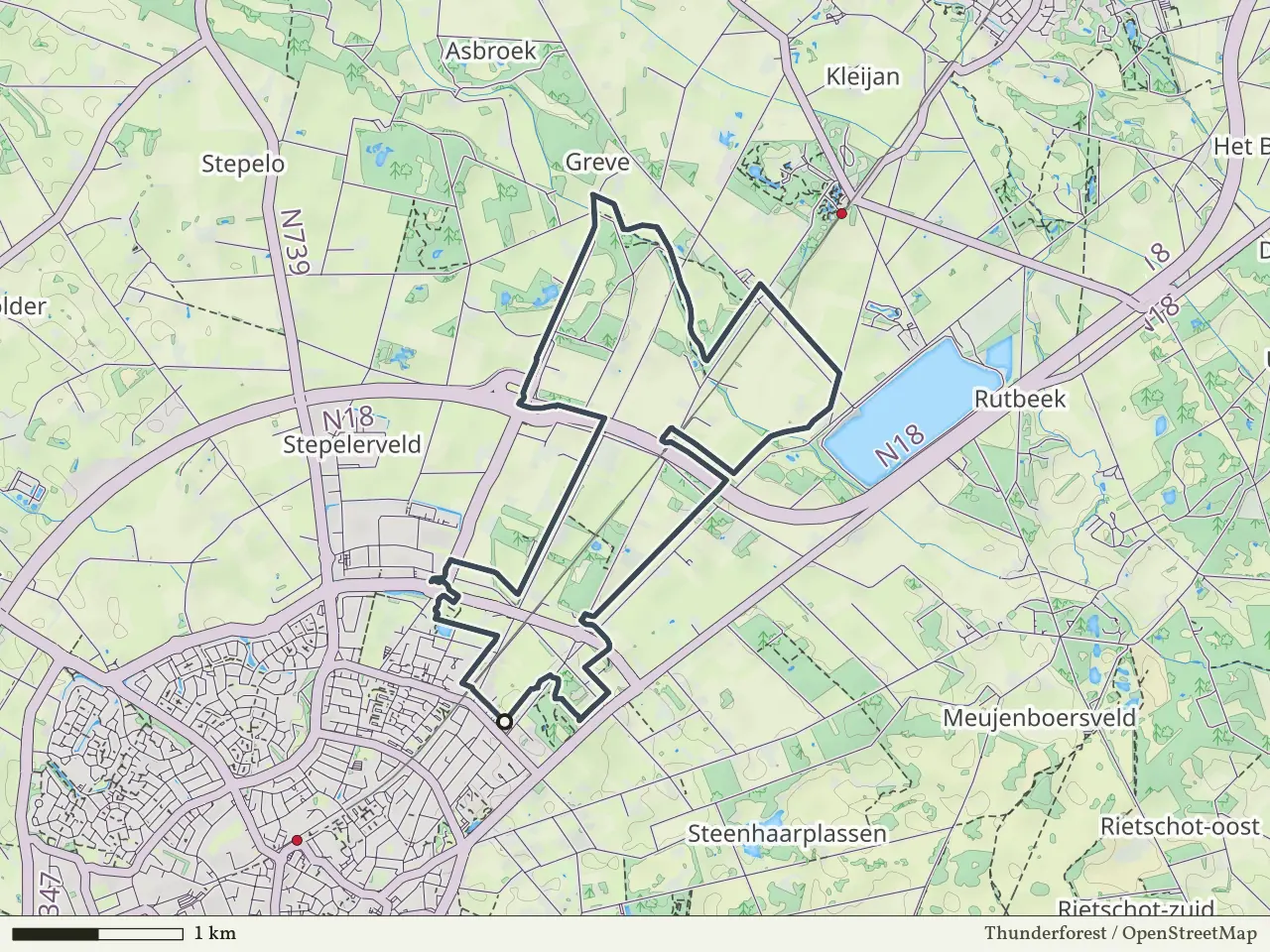 Paarse route vanaf De Veldmaat, Haaksbergen