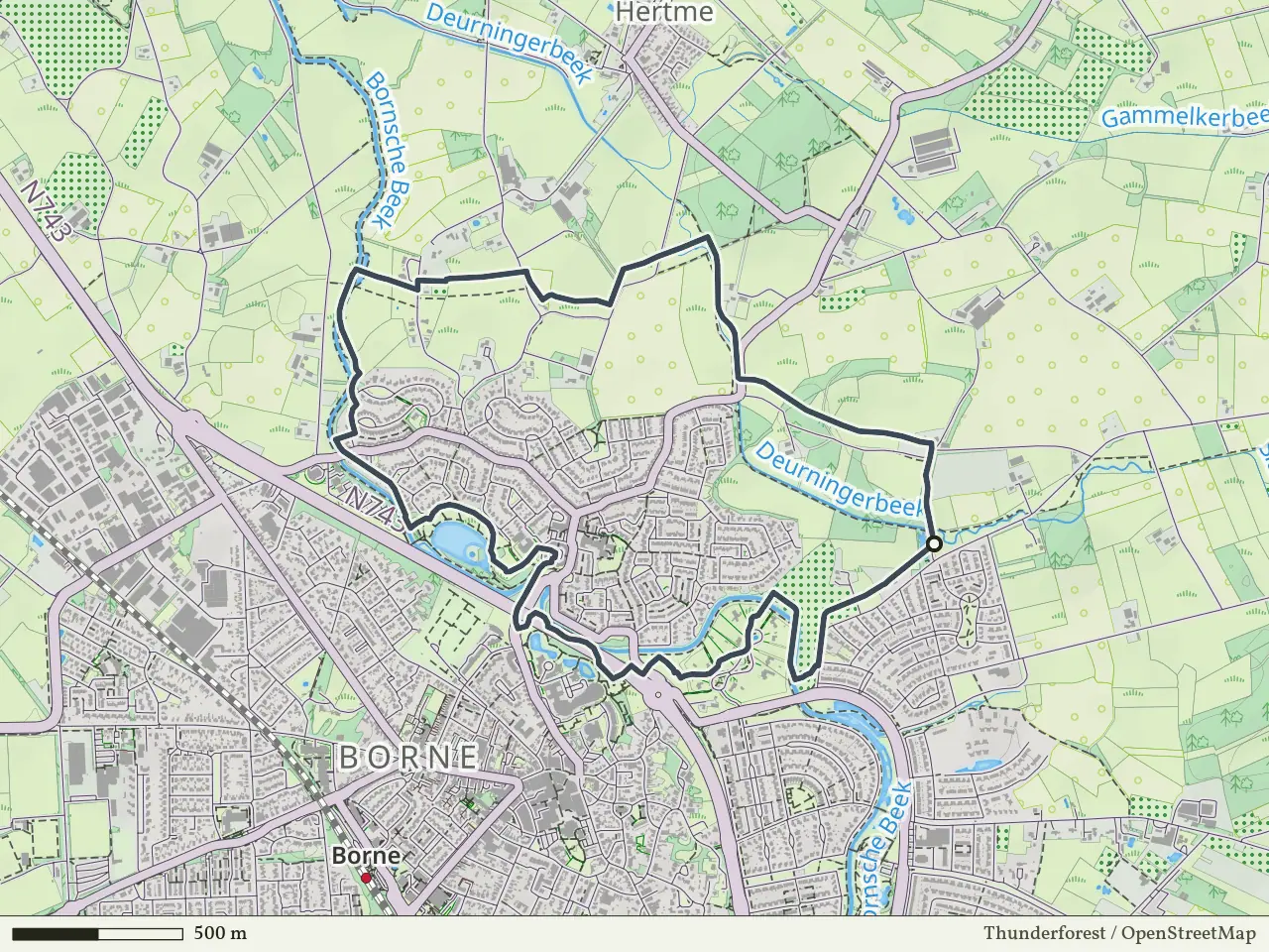 Rode route vanaf Spanjaardgemaal, Borne