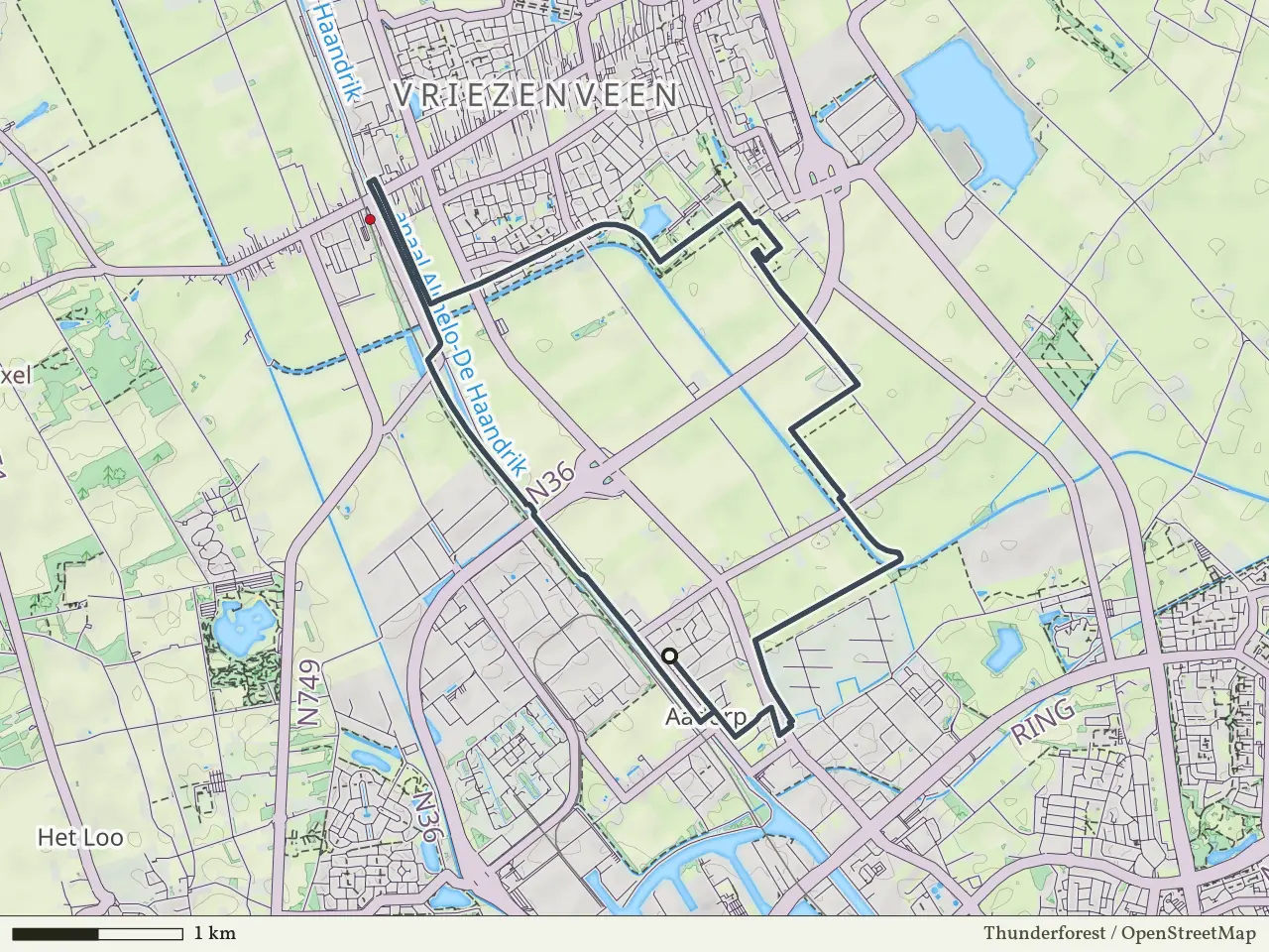 Oranje route vanaf Aadorp, Vriezenveen