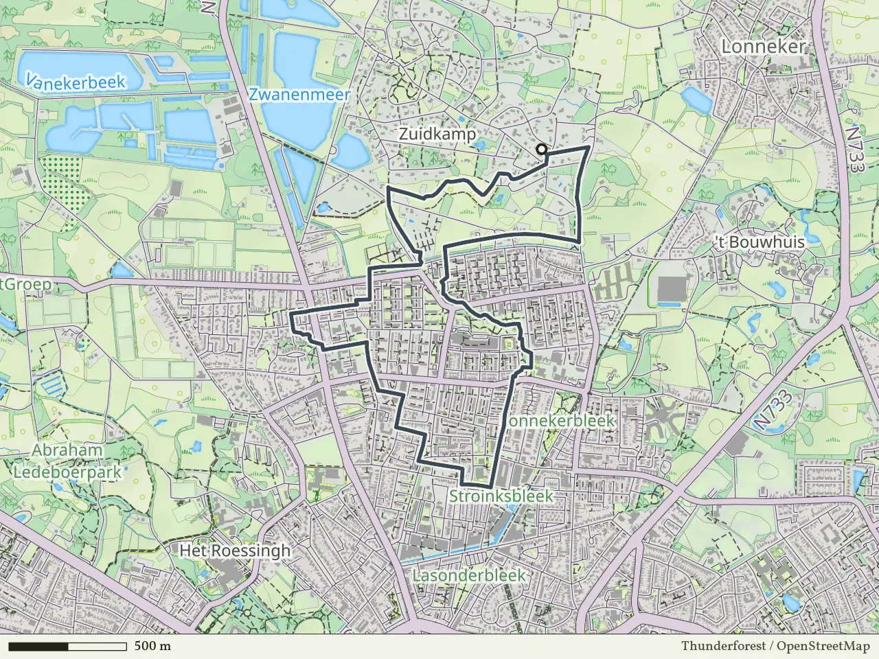 Paarse route vanaf Zuidkamp, Enschede