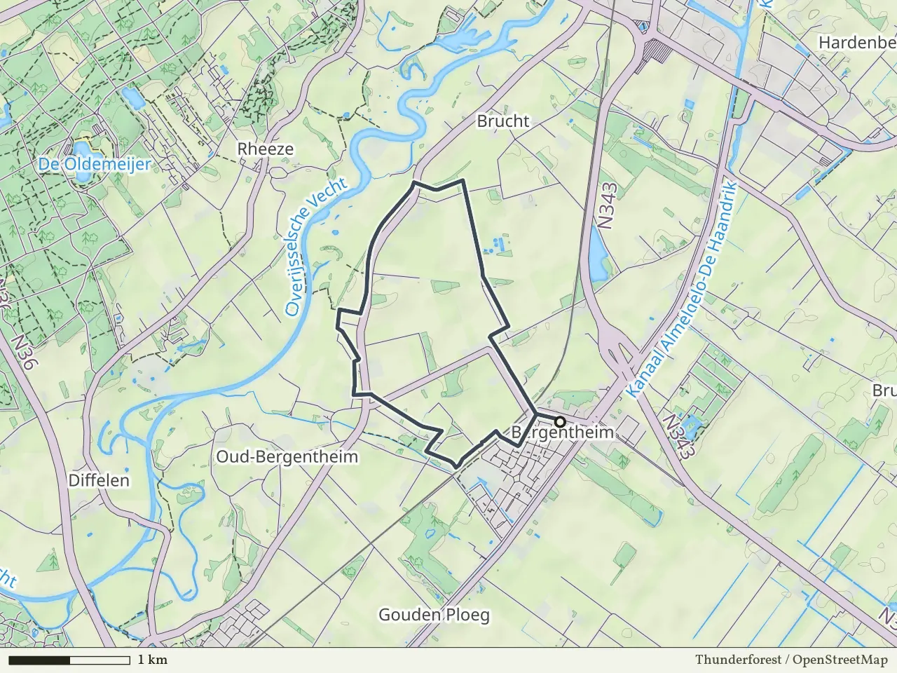 Paarse route vanaf Bergentheim, Hardenberg Oost