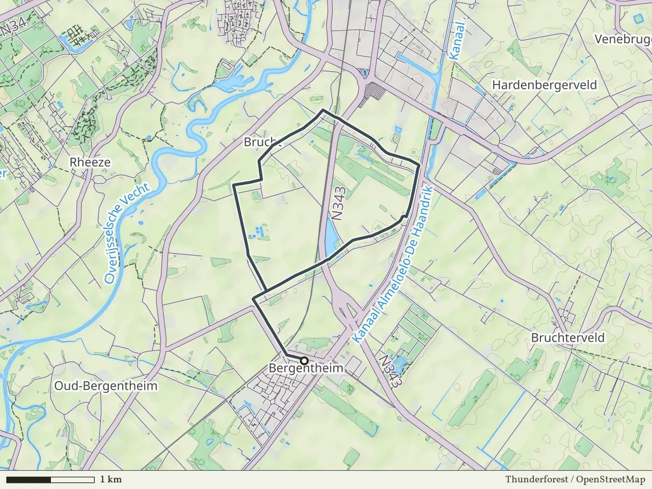 Rode route vanaf Bergentheim, Hardenberg Oost