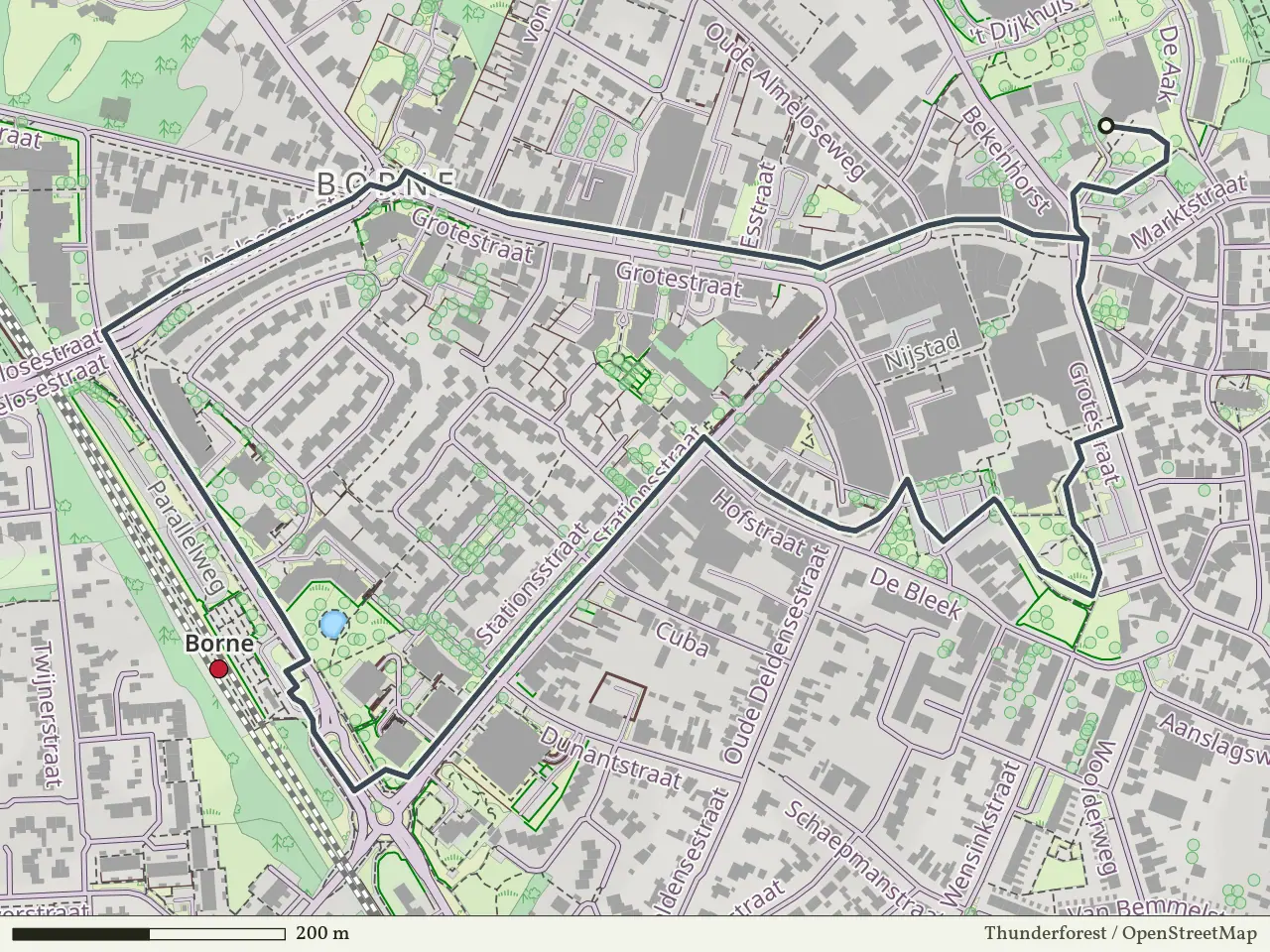 Oranje route vanaf Oud-Borne, Borne