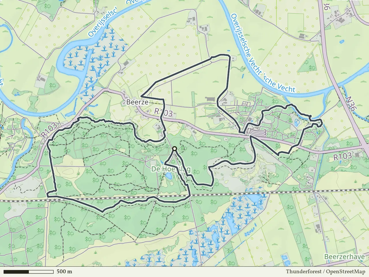 Paarse route vanaf Beerzerpoort, Beerze