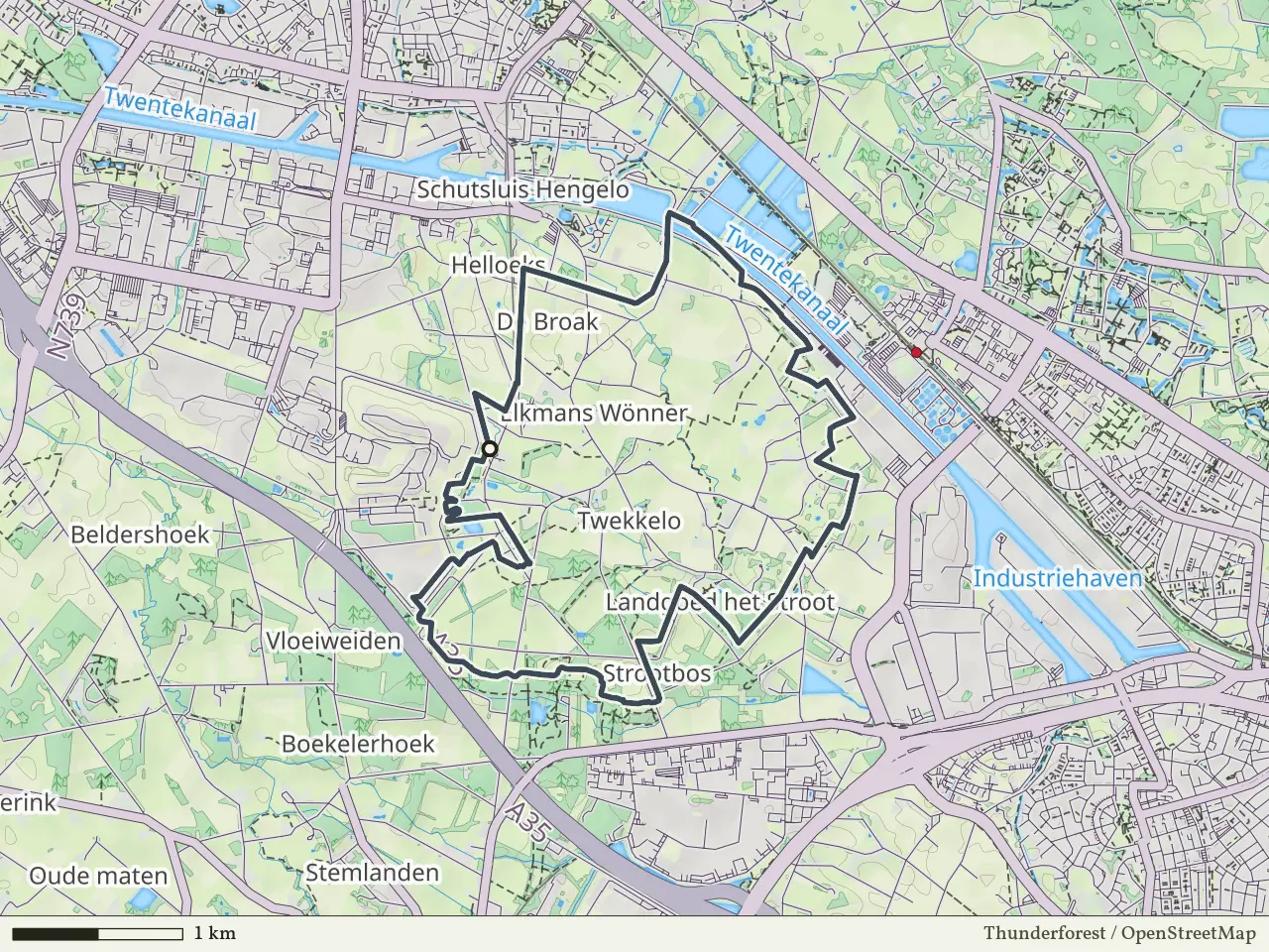 Blauwe route vanaf Boeldershoek, Twekkelo