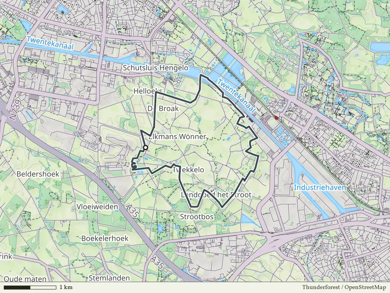 Oranje route vanaf Boeldershoek, Twekkelo