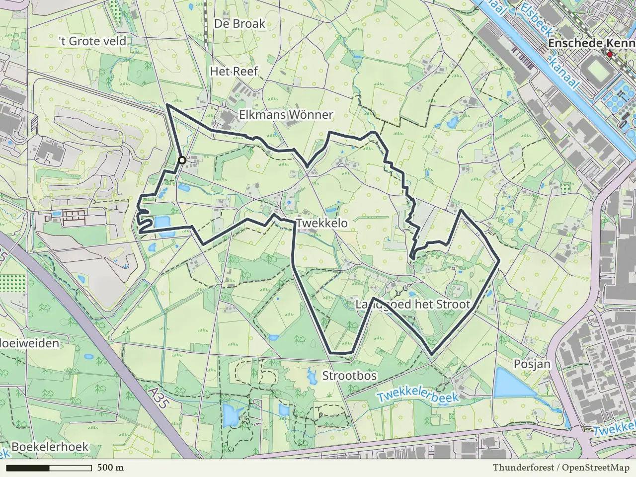 Paarse route vanaf Boeldershoek, Twekkelo