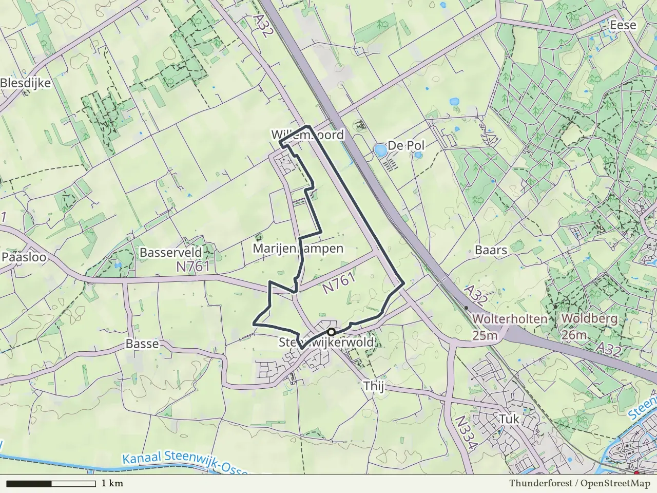Groene route vanaf Steenwijkerwold, Weerribben-Wieden