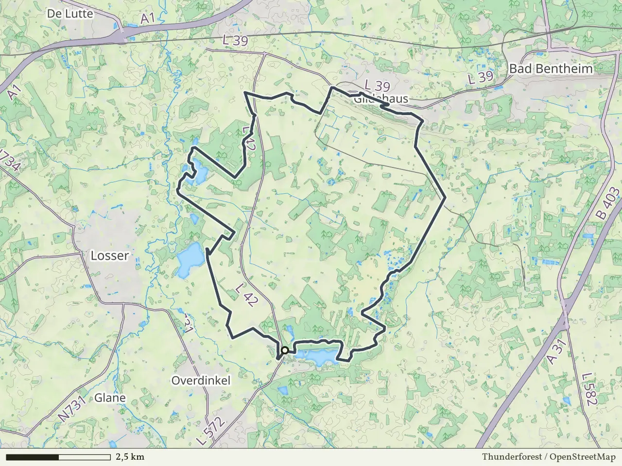 Rode route vanaf Driland, Gronau