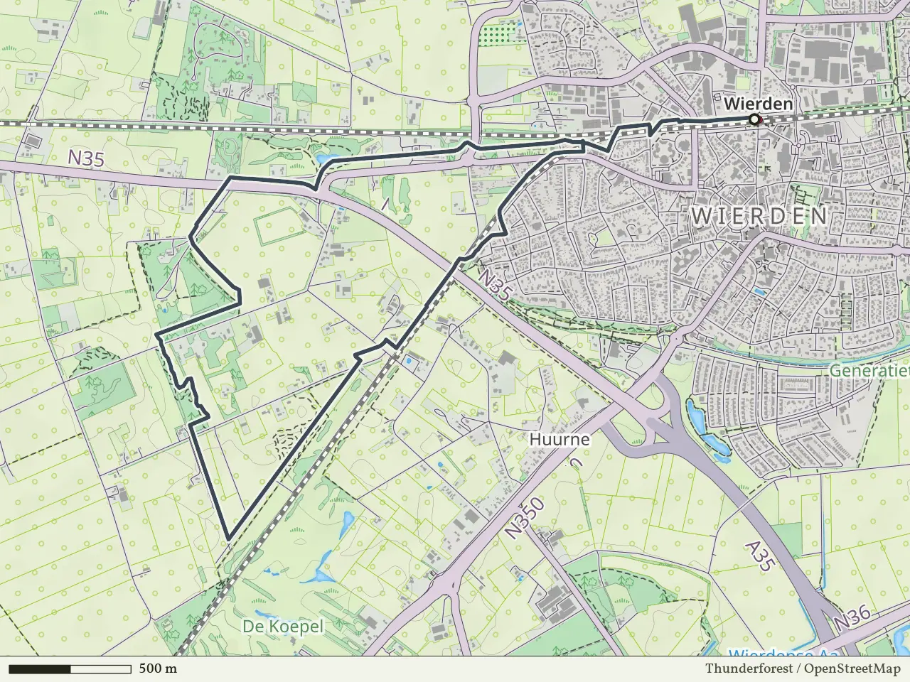Gele route vanaf Wierden, Wierden