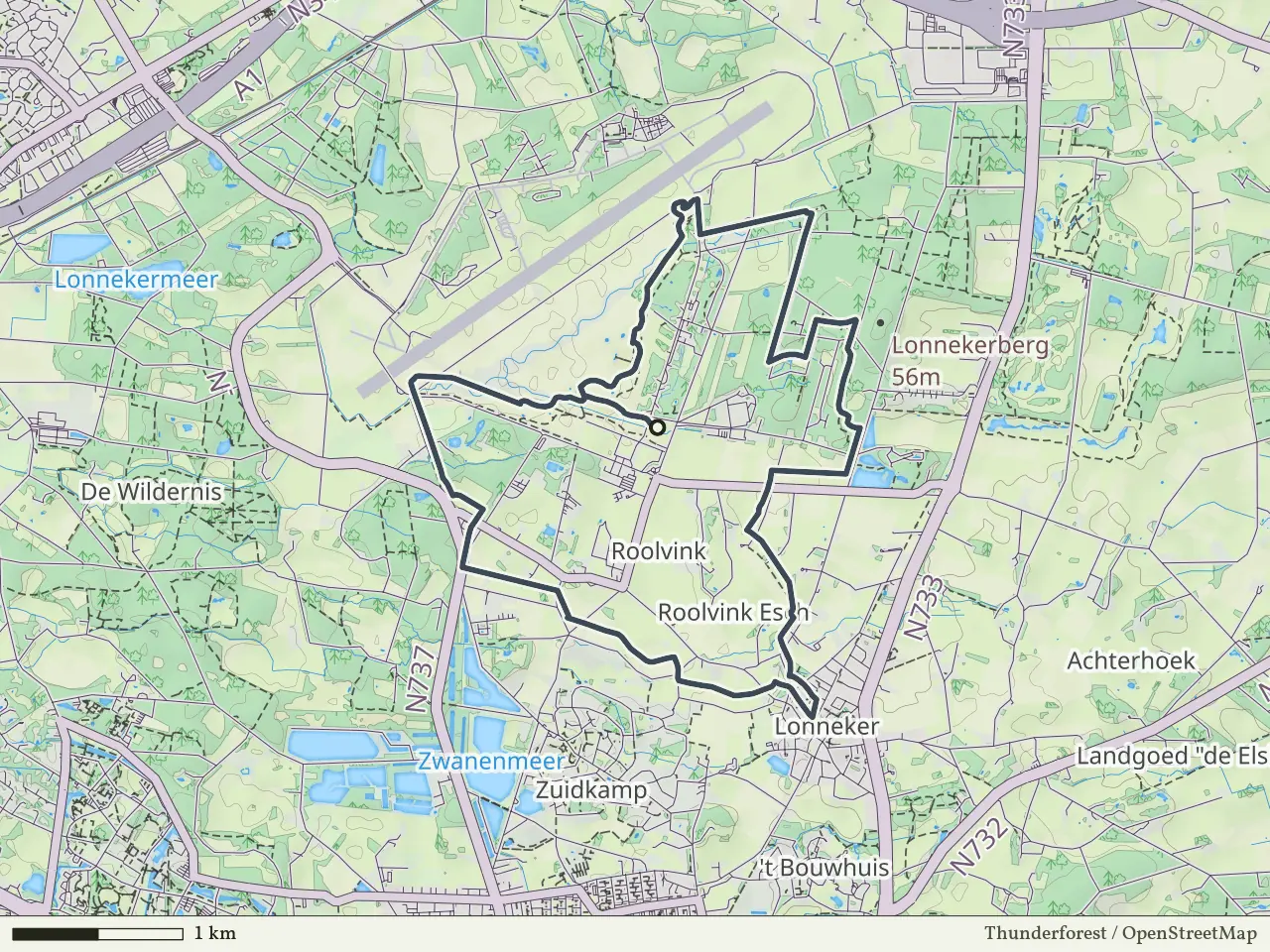 Paarse route vanaf Vliegbasis Twenthe, Vliegveld Twenthe