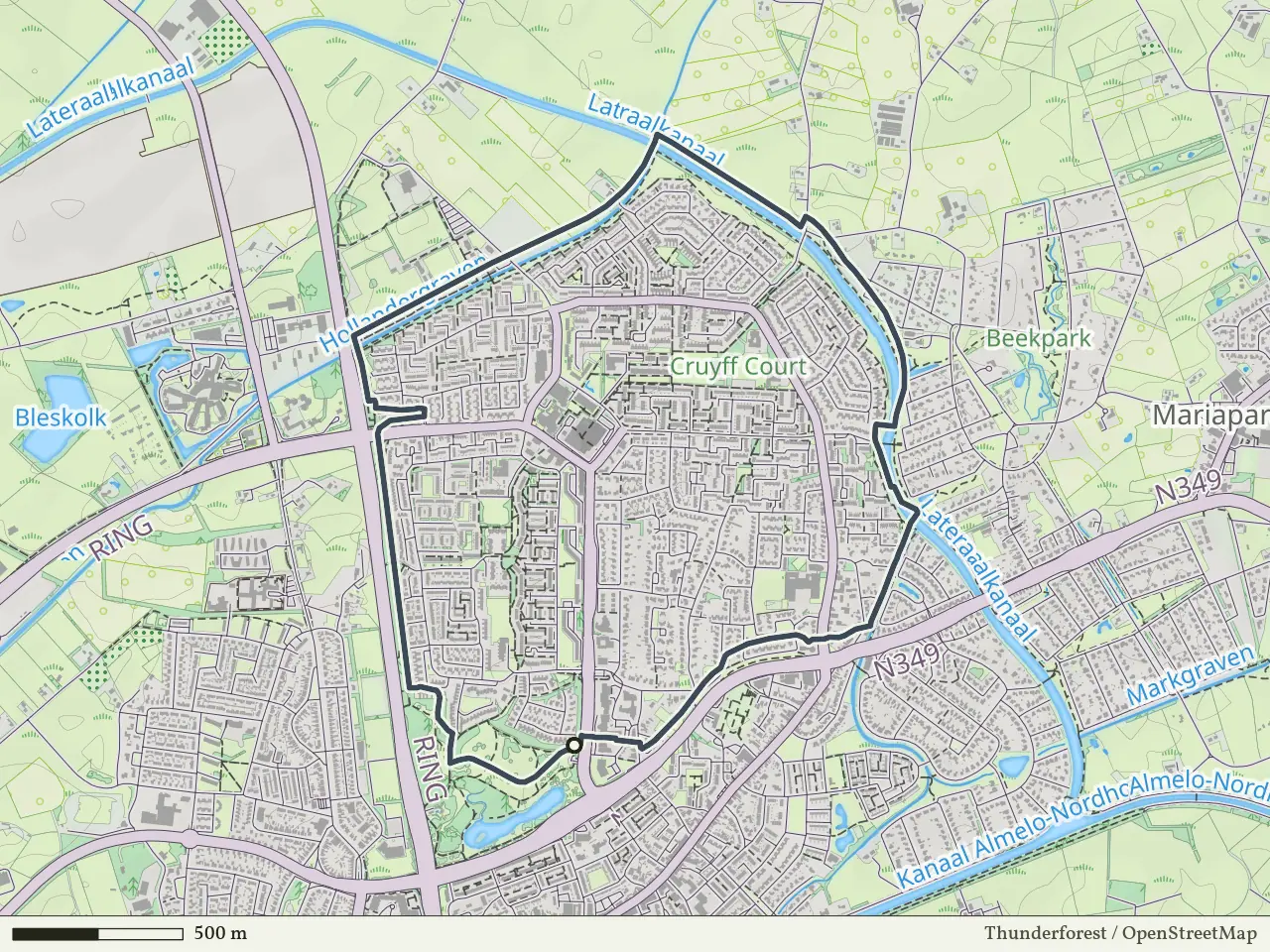 Paarse route vanaf Schelfhorst, Almelo
