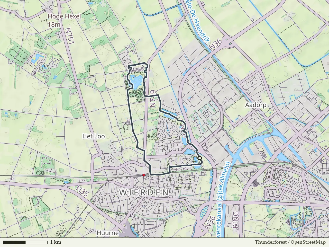 Blauwe route vanaf Stouwevijver, Wierden