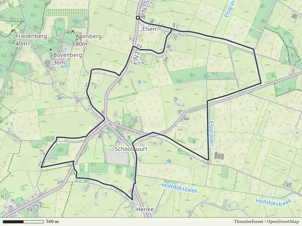 Oranje route vanaf Elsen, Hof van Twente