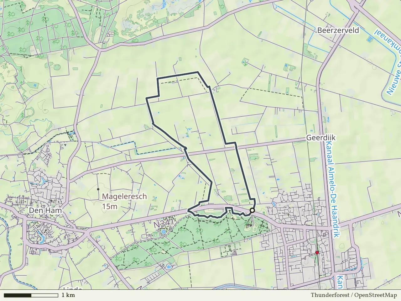 Rode route vanaf Linderkuil, Vroomshoop