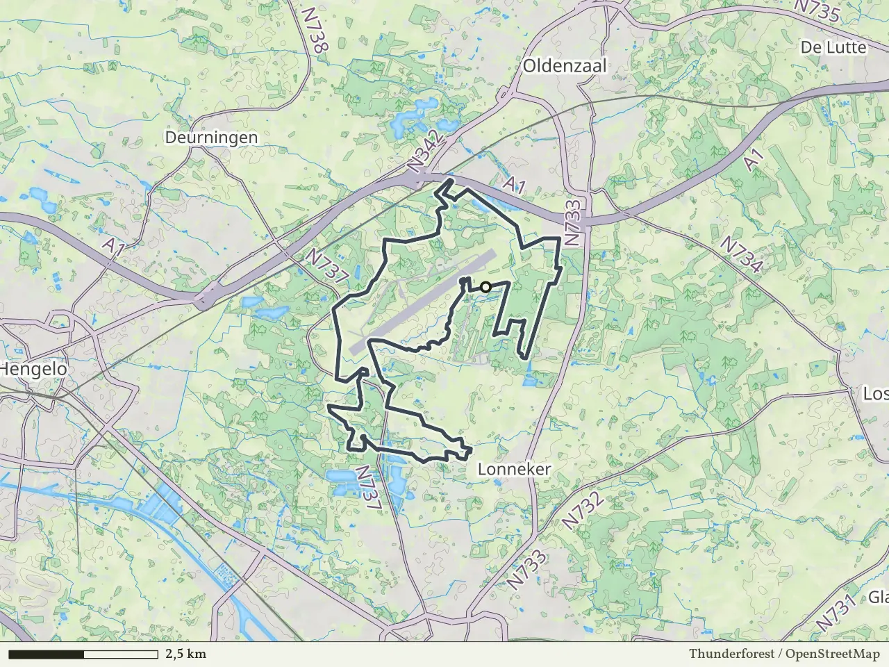 Oranje route vanaf Doppler, Vliegveld Twenthe