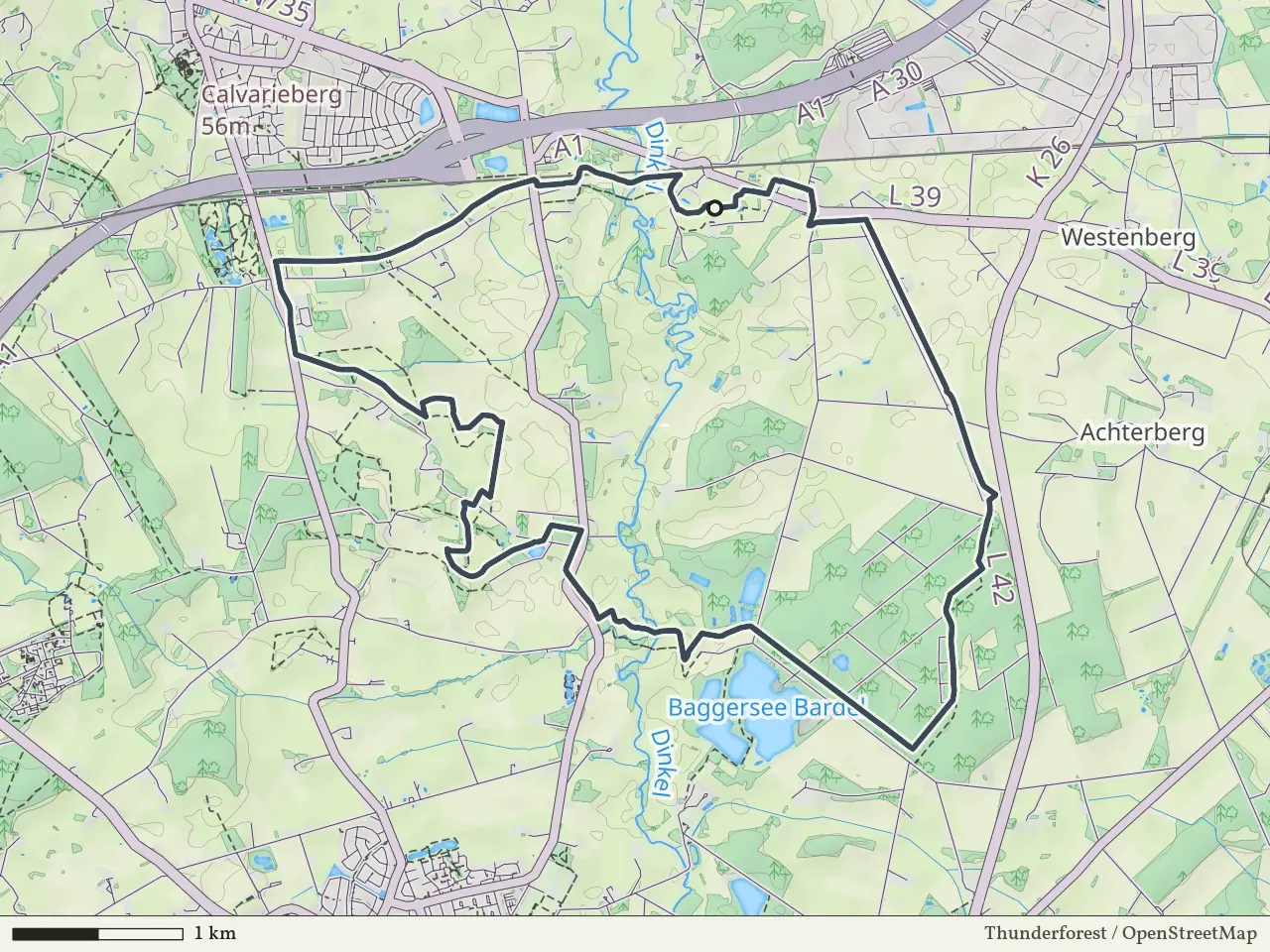 Paarse route vanaf De Poppe, De Lutte