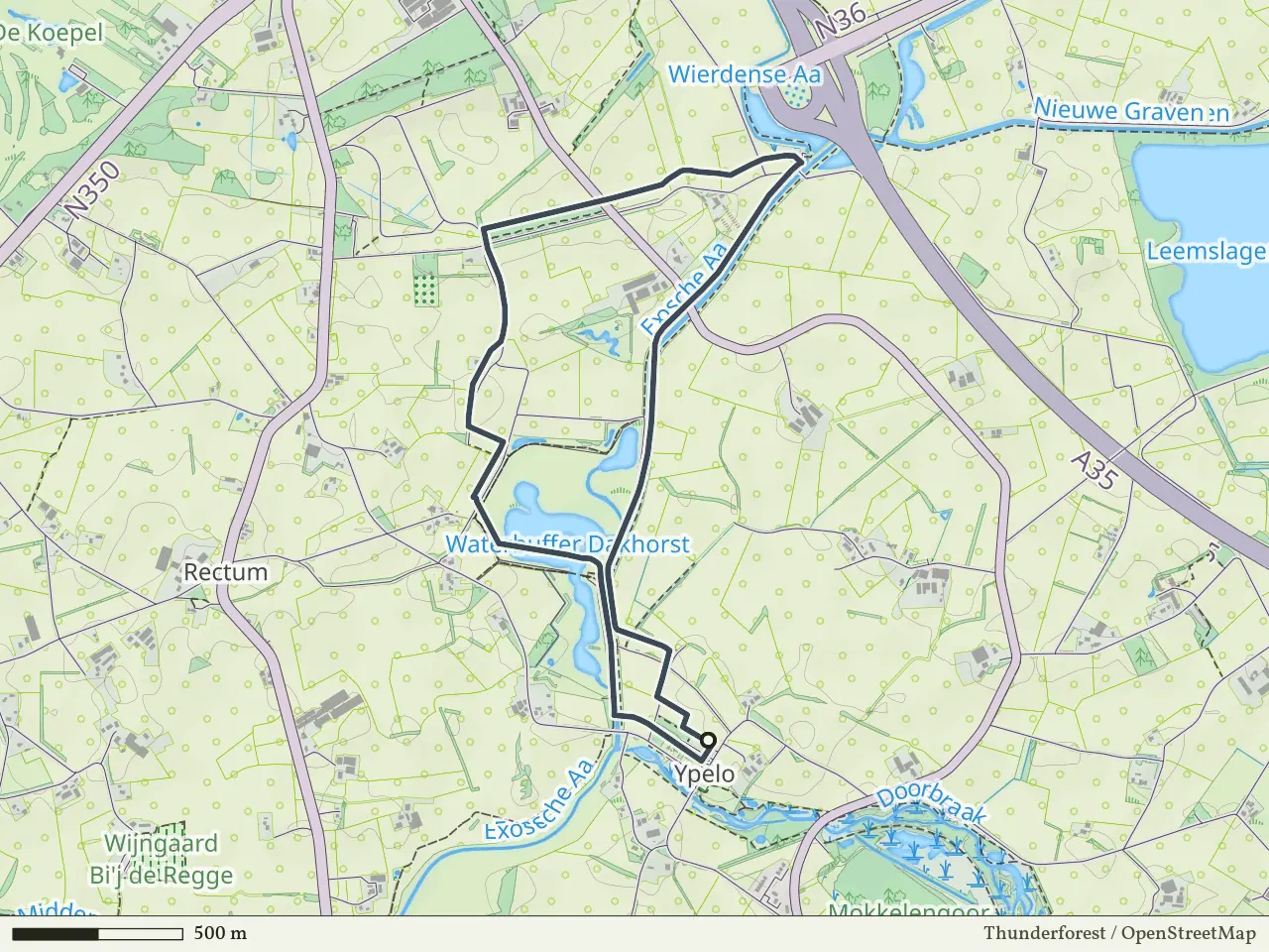 Rode route vanaf Ypelo, Enter