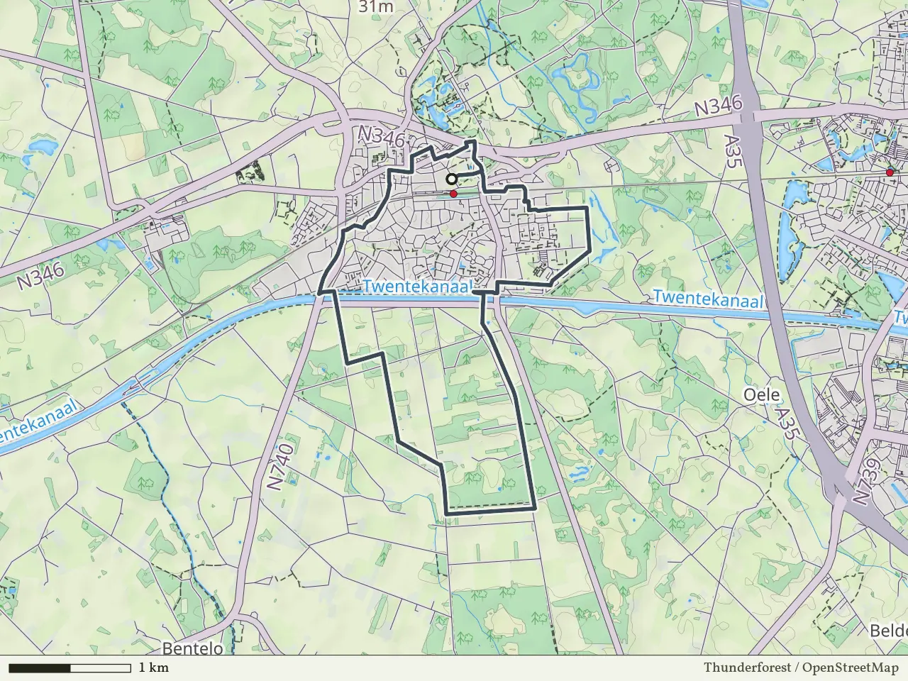 Blauwe route vanaf Delden, Hof van Twente
