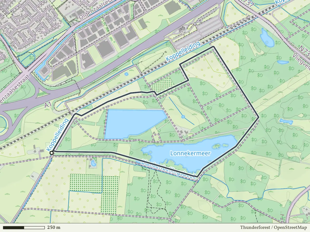 Rode route vanaf Lonnekermeer, Lonneker