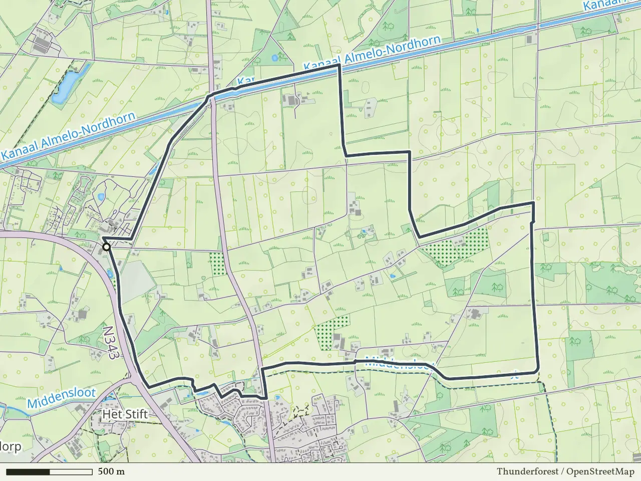 Groene route vanaf Molenhof, Weerselo