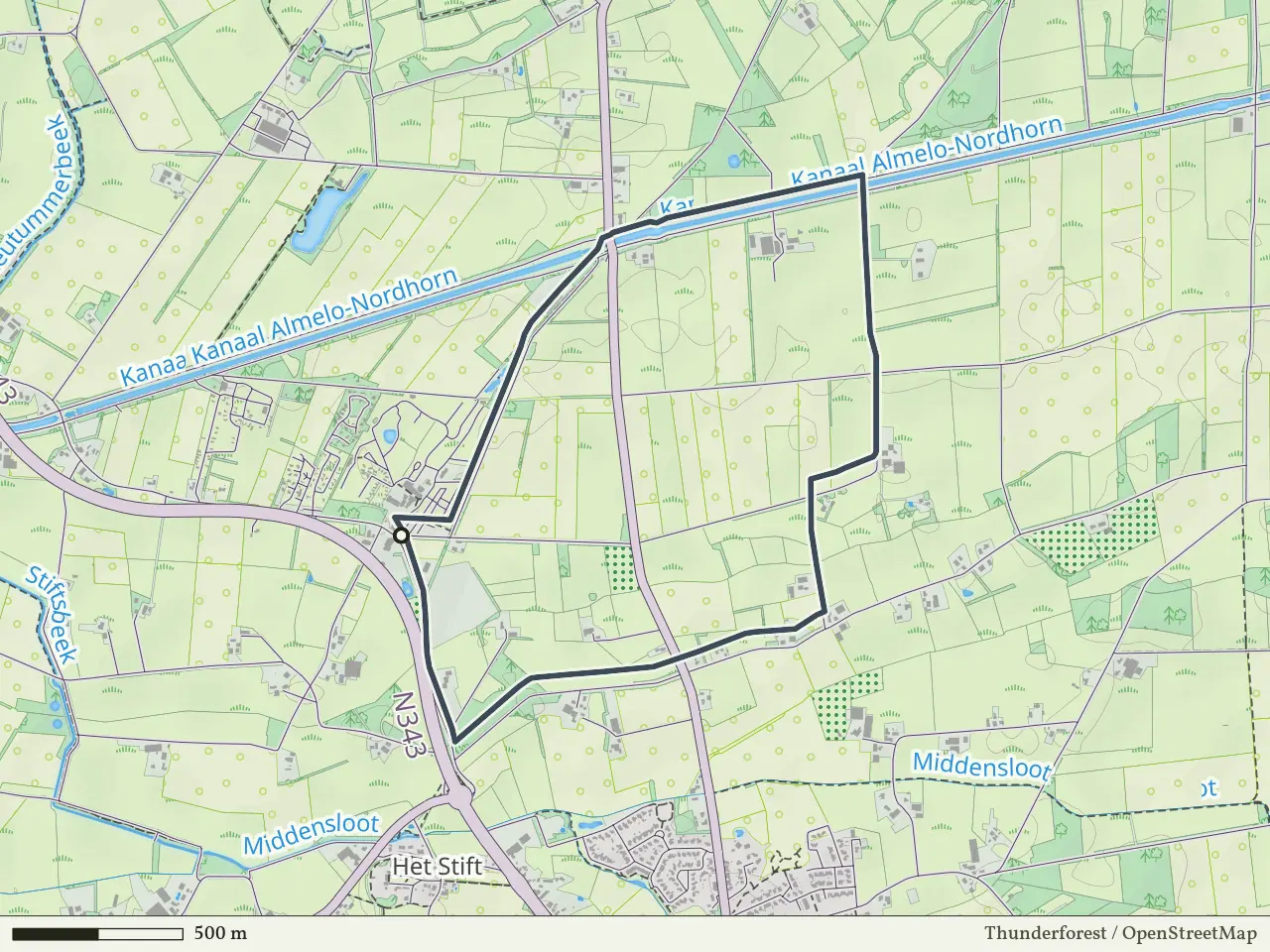 Oranje route vanaf Molenhof, Weerselo