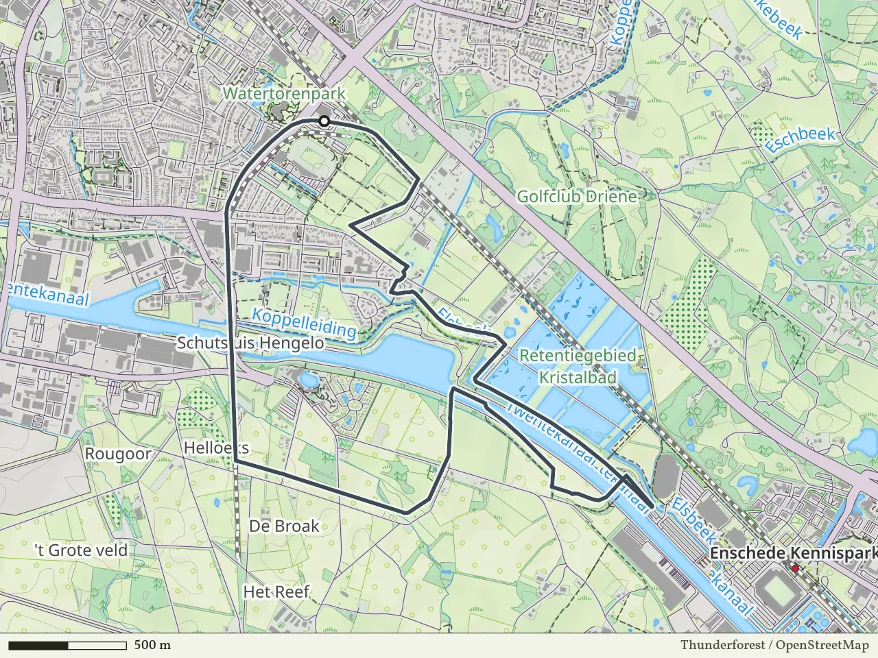 Groene route vanaf Spoorfietsen, Hengelo