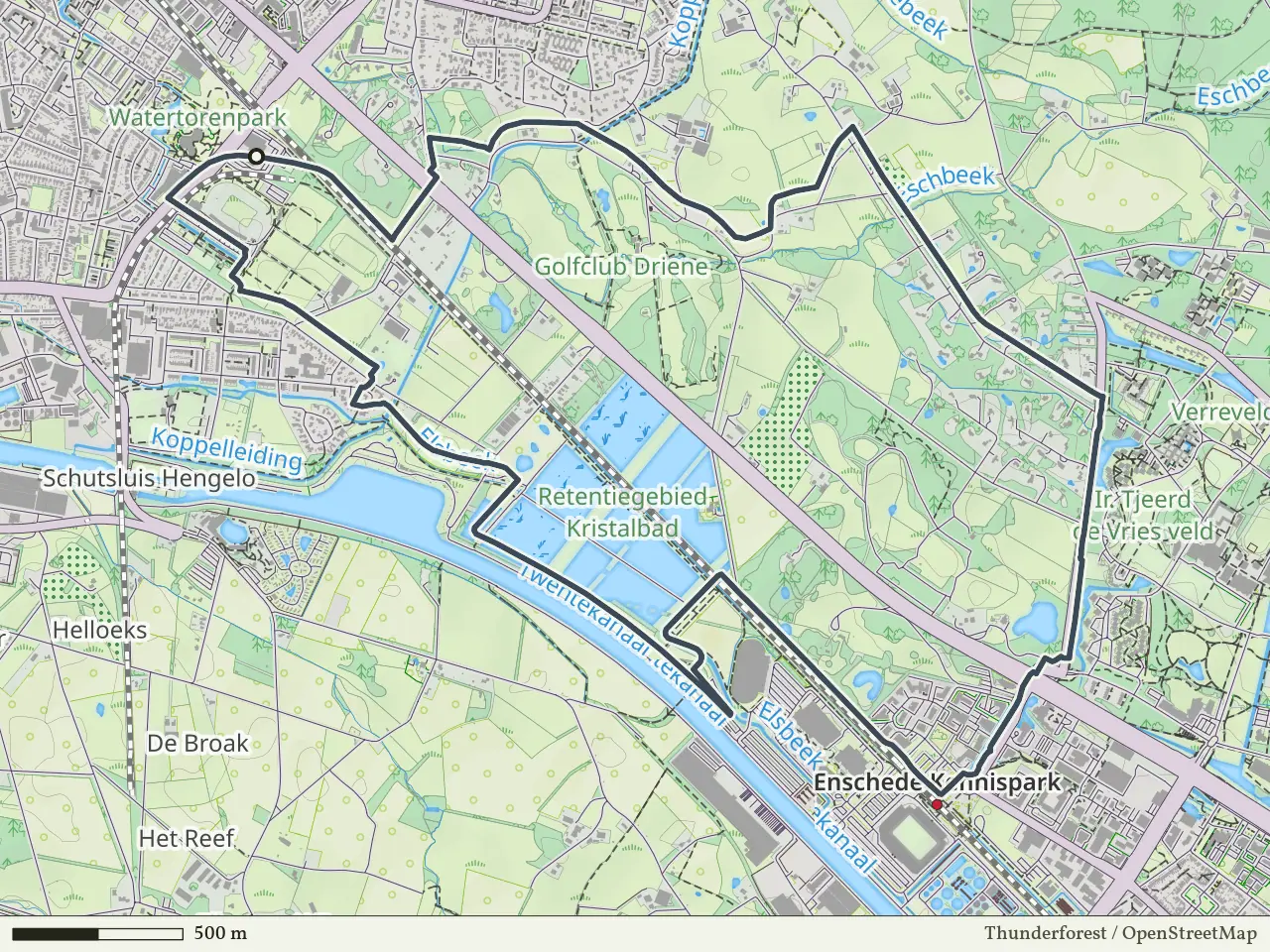 Oranje route vanaf Spoorfietsen, Hengelo
