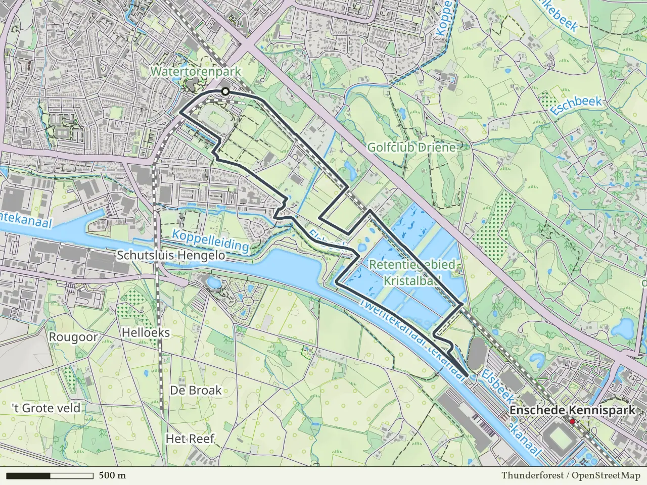Paarse route vanaf Spoorfietsen, Hengelo