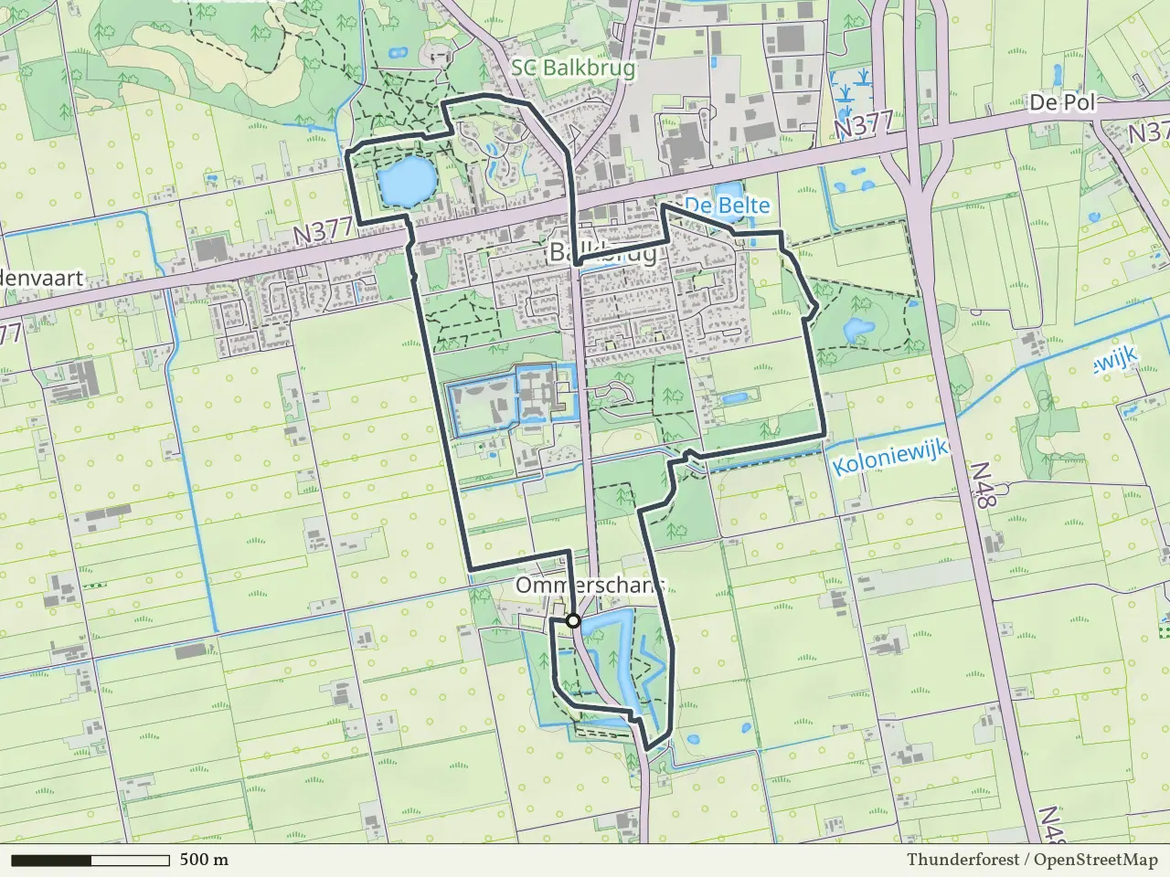 Paarse route vanaf Ommerschans, Ommen