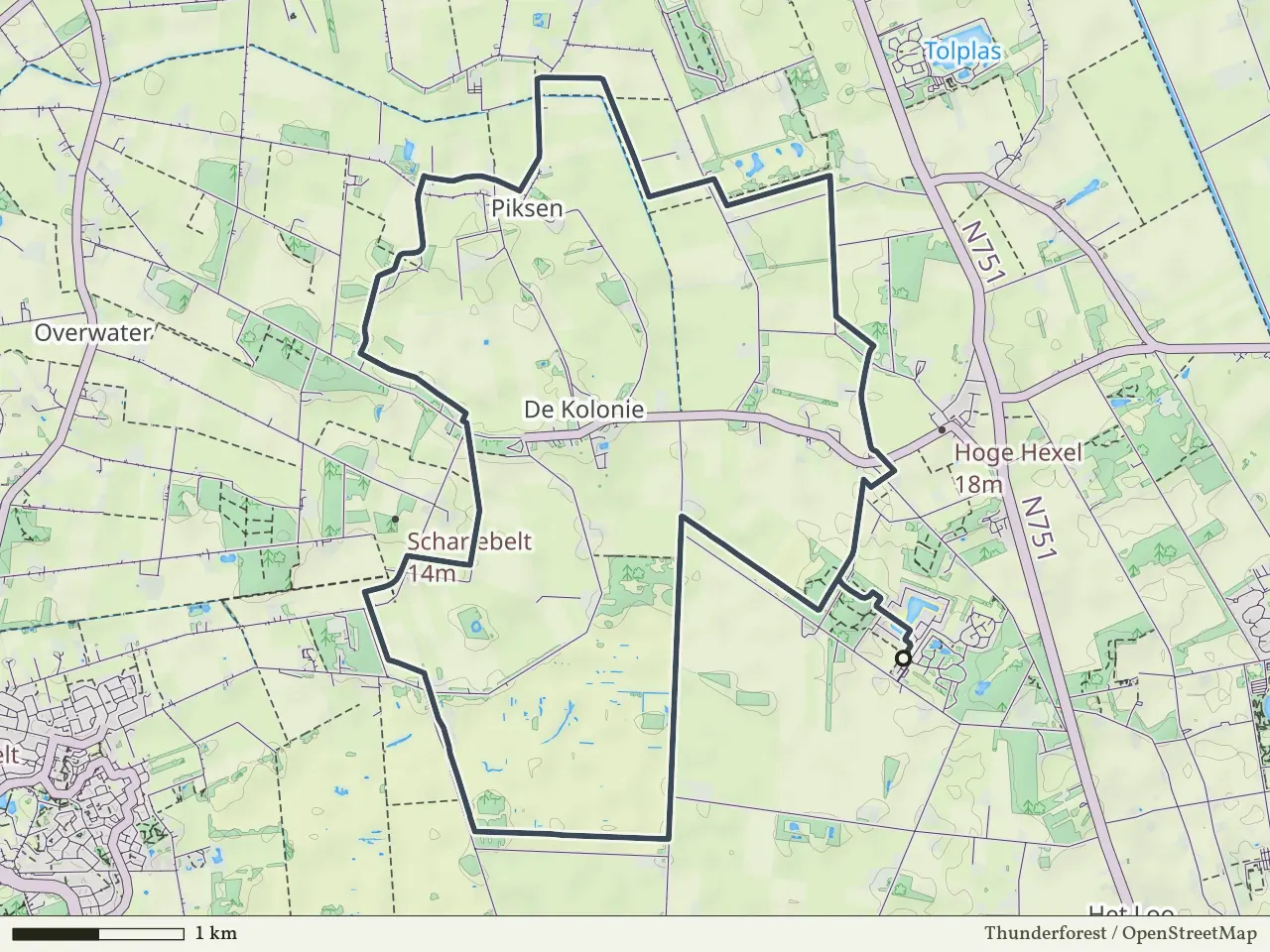 Paarse route vanaf Huurnerveld, Hoge Hexel