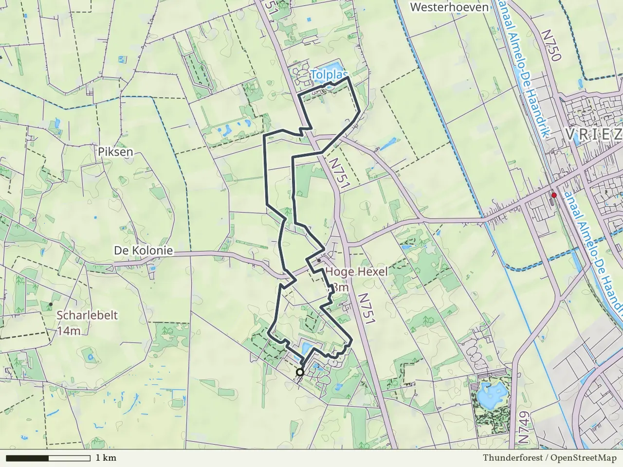 Rode route vanaf Huurnerveld, Hoge Hexel