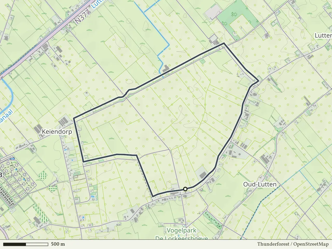 Gele route vanaf Oud Lutten, Hardenberg Oost