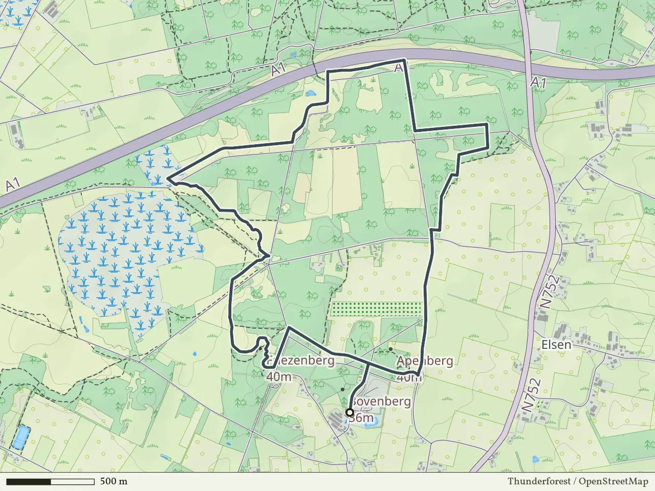 Rode route vanaf Bovenberg, Markelo