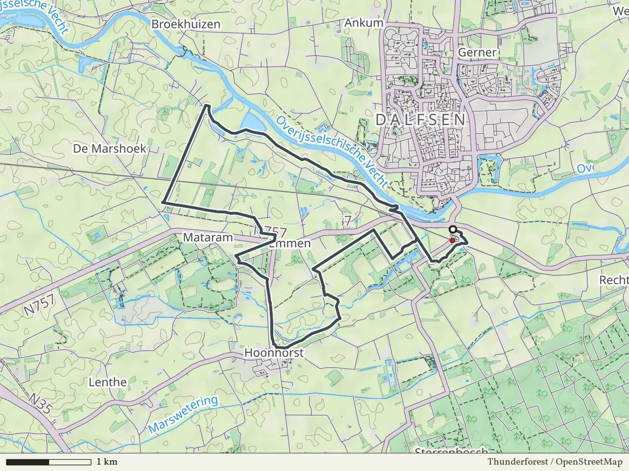 Paarse route vanaf Station Dalfsen, Dalfsen