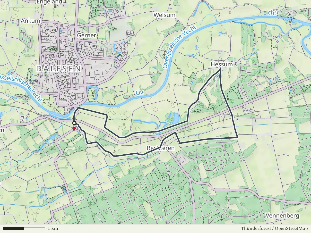 Rode route vanaf Station Dalfsen, Dalfsen