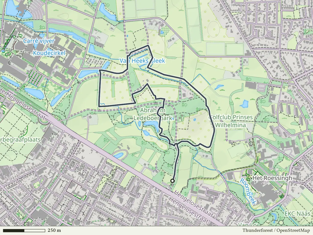Paarse route vanaf Ledeboerpark, Enschede