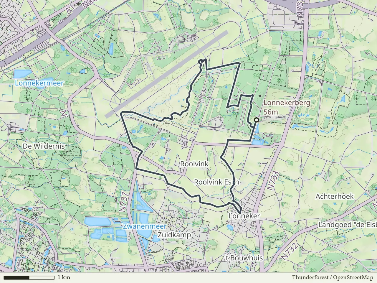Paarse route vanaf Lonnekerberg, Lonneker
