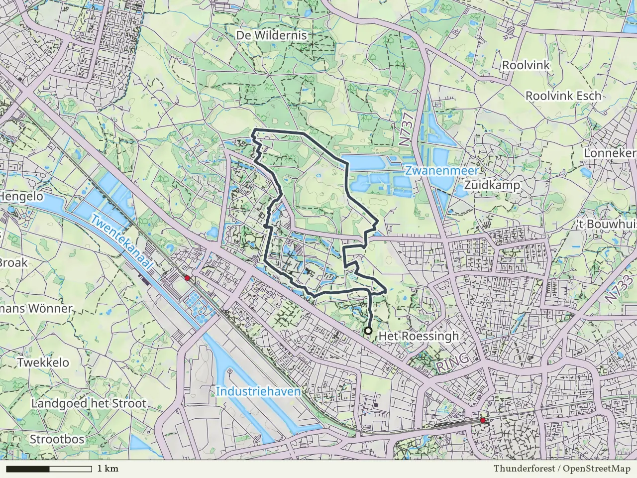Oranje route vanaf Ledeboerpark, Enschede