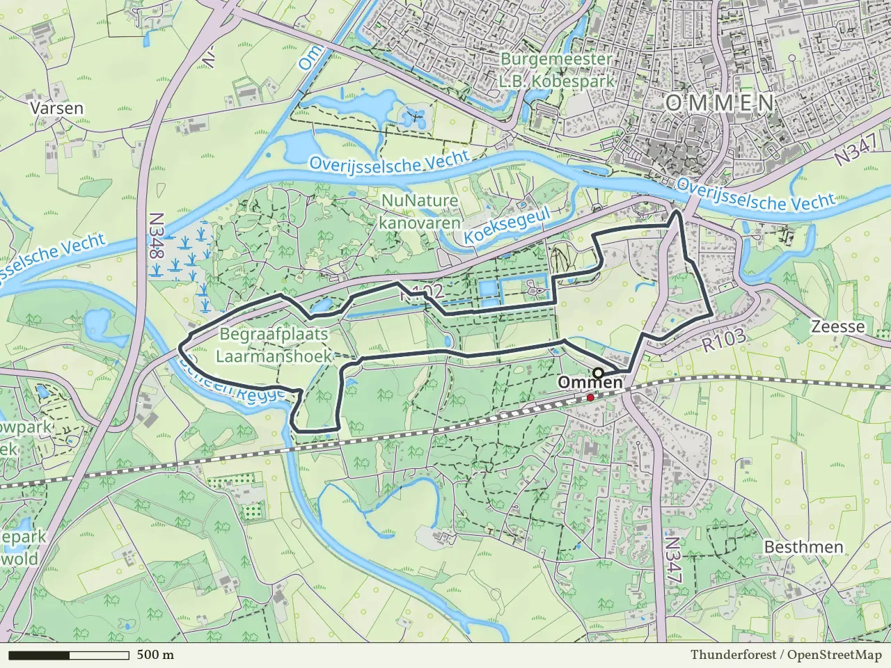 Paarse route vanaf Station Ommen, Ommen