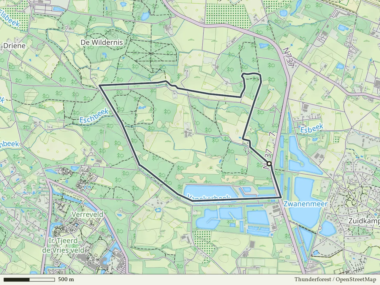 Paarse route vanaf Hof Espelo, Enschede