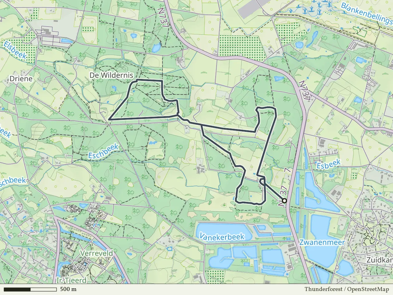 Rode route vanaf Hof Espelo, Enschede