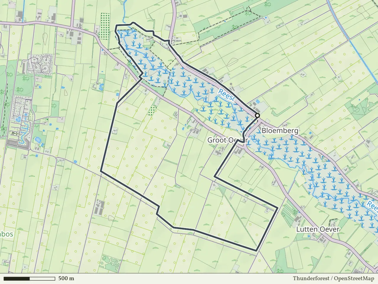 Rode route vanaf Bloemberg, Veeningen