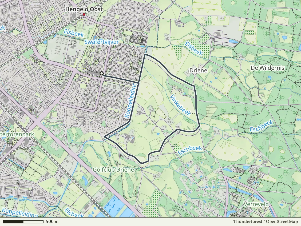 Rode route vanaf Groot Driene, Hengelo