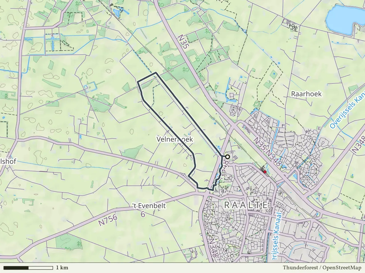 Gele route vanaf Raalte-Motorfietsmuseum, Raalte