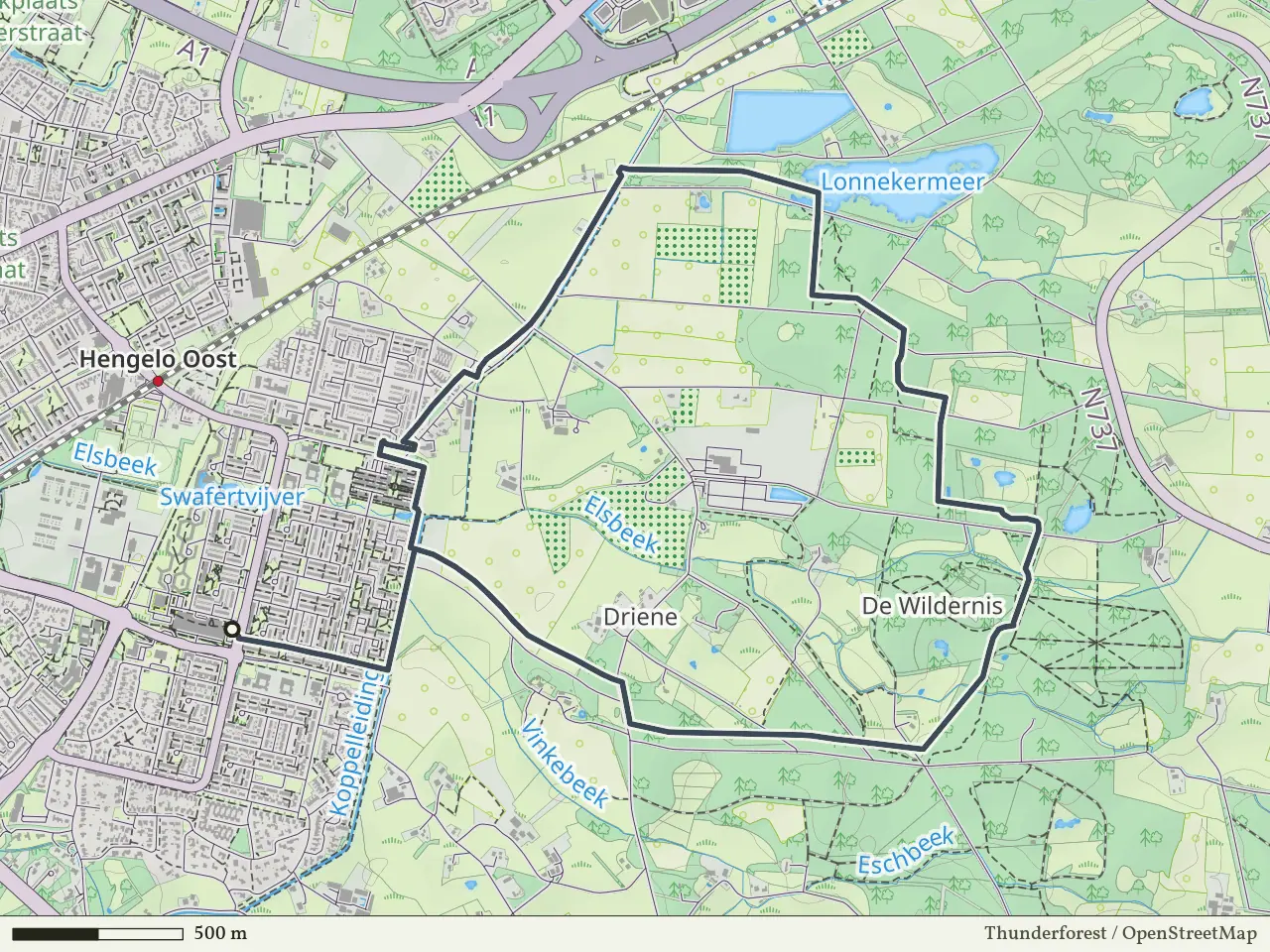 Blauwe route vanaf Groot Driene, Hengelo